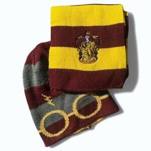 Harry Potter Gryffindor Beanie & Scarf Set - Striped Wizarding World Cosplay